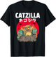 Catzilla Cat Japanese Kanji Women Kids T-Shirt - T-Shirt | Black