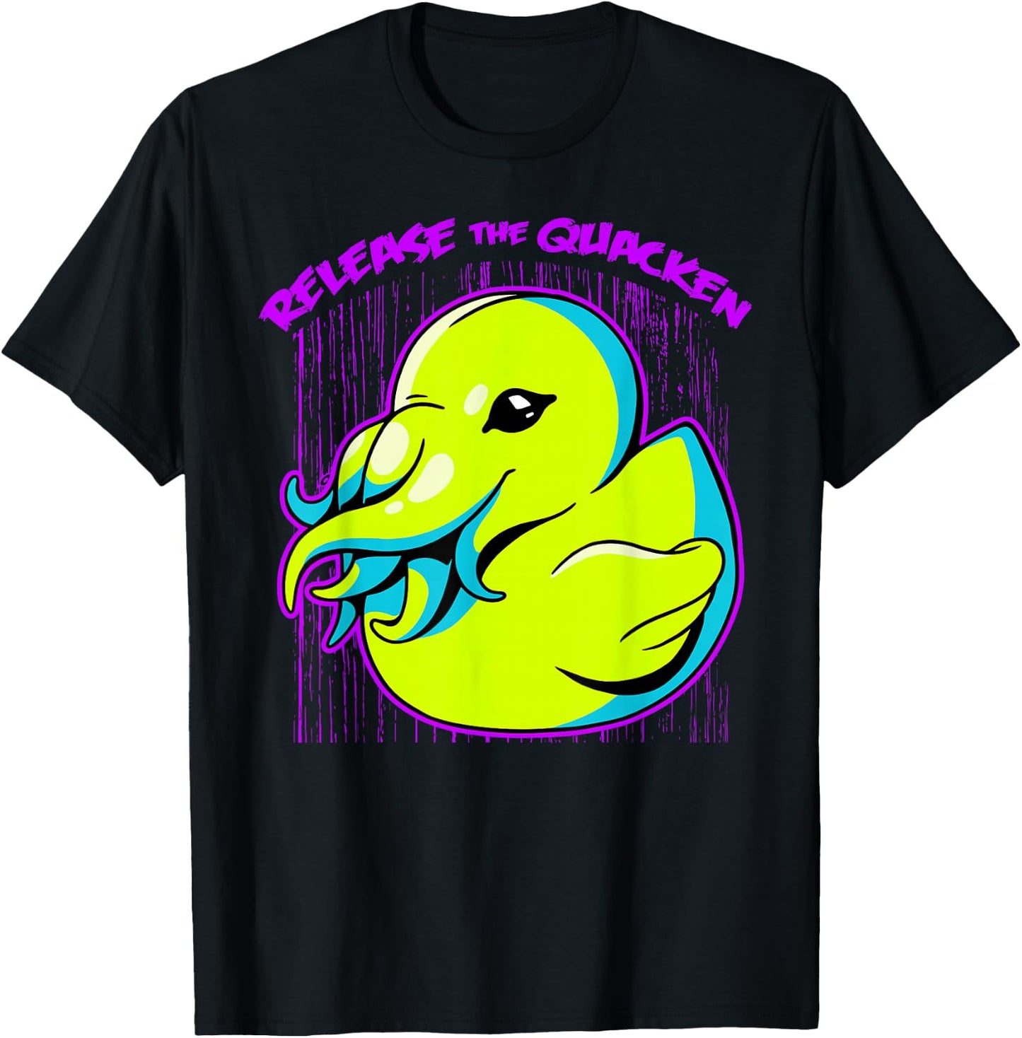 Release The Quacken Rubber Duck Cryptid Kraken T-Shirt - T-Shirt | Black