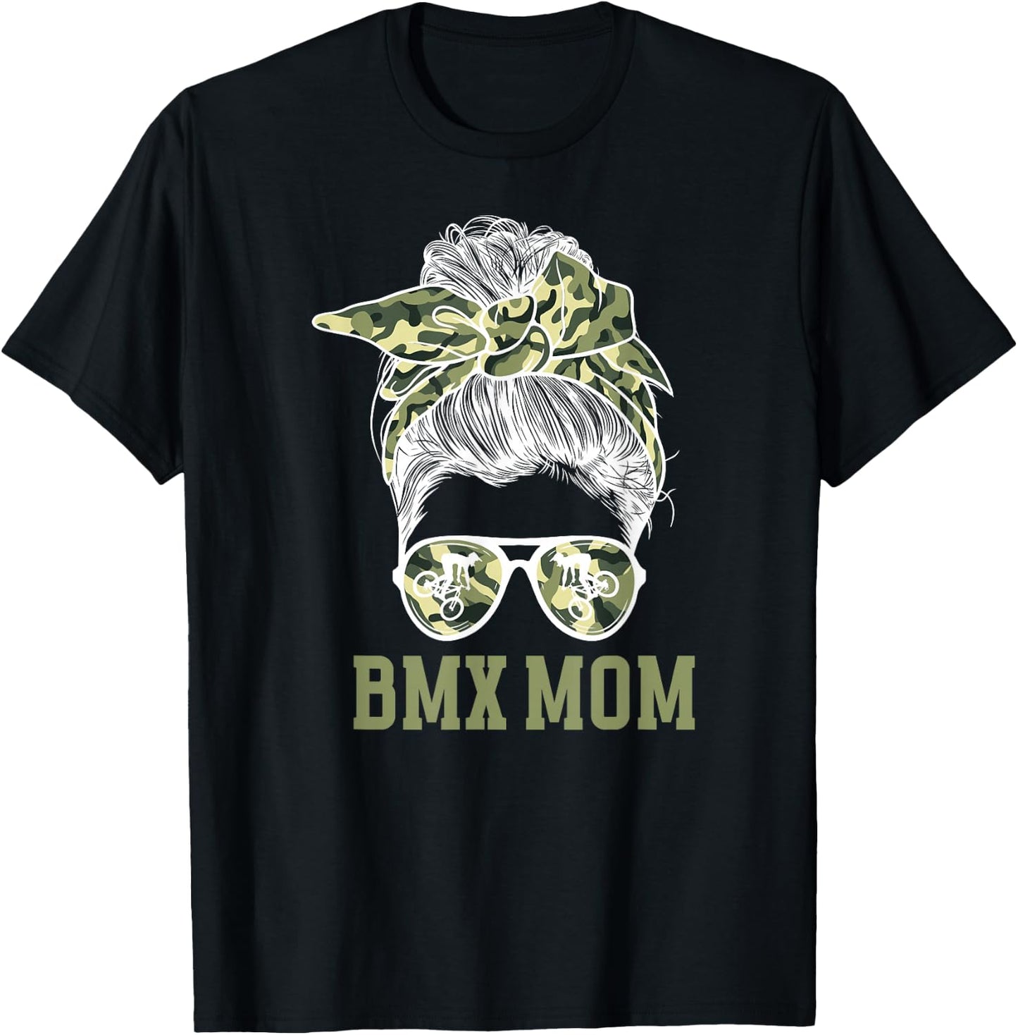 BMX Mom Messy Bun Mom Of A BMX Rider Mama BMX Mother T-Shirt - T-Shirt | Black