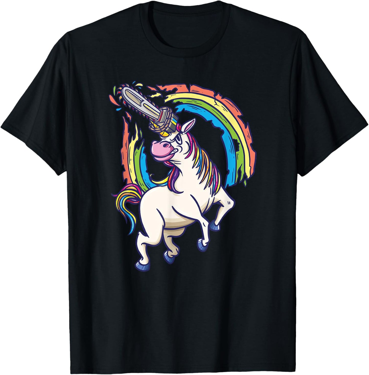 Chainsaws unicorn comes to kill fun gift T-Shirt - T-Shirt | Black