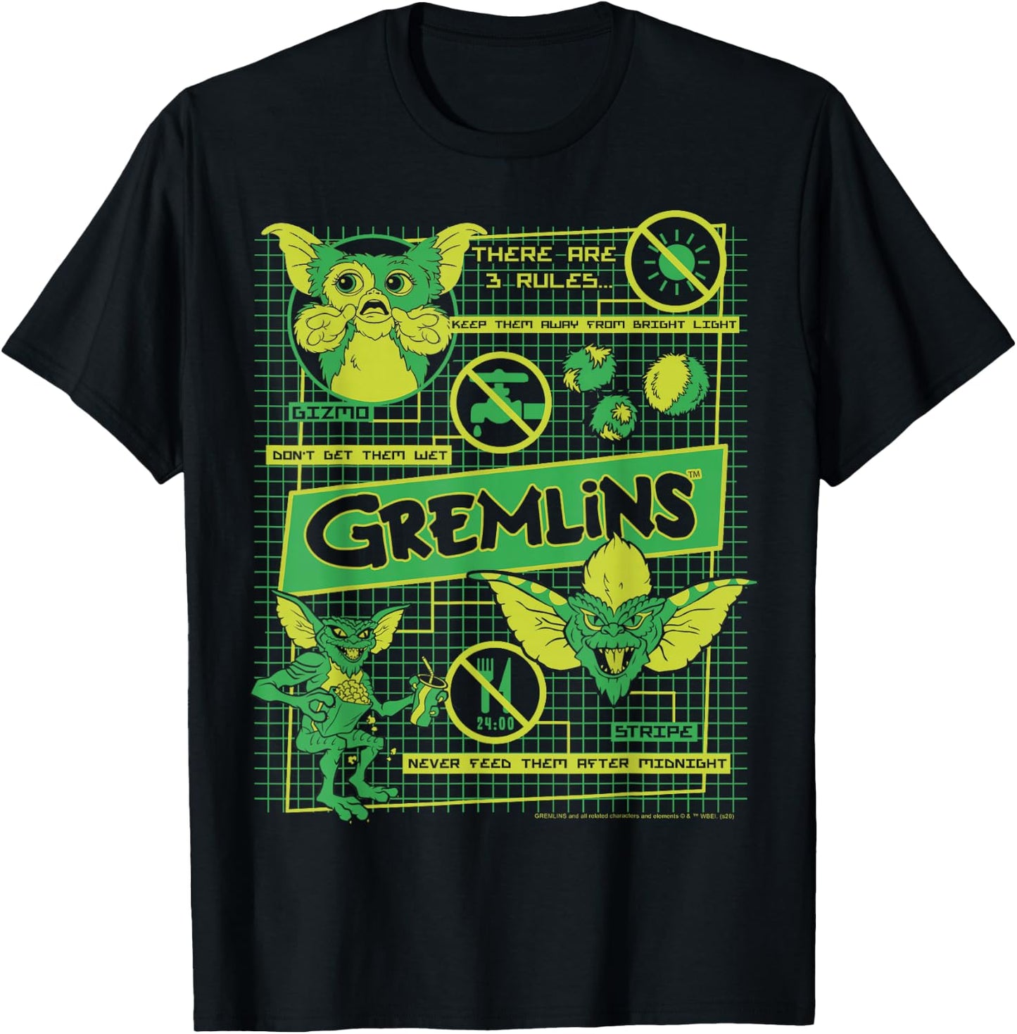 Gremlins Three Rules Schematics T-Shirt - T-Shirt | Black