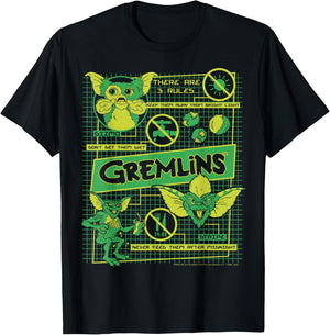 Gremlins Three Rules Schematics T-Shirt - T-Shirt | Black