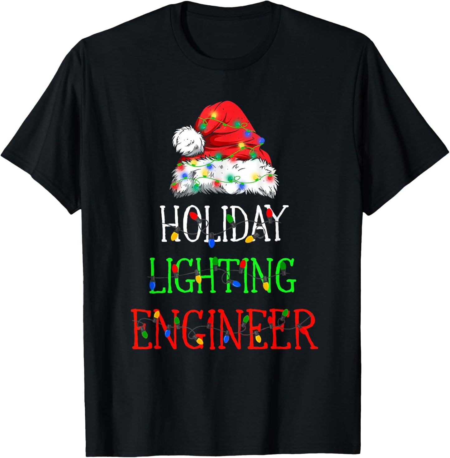 Funny Christmas Lights Decorator Holiday Lightning Engineer T-Shirt - T-Shirt | Black