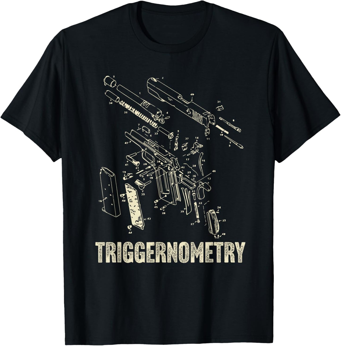 Triggernometry 2A 2nd Second Amendment Patent Drawing T-Shirt - T-Shirt | Black