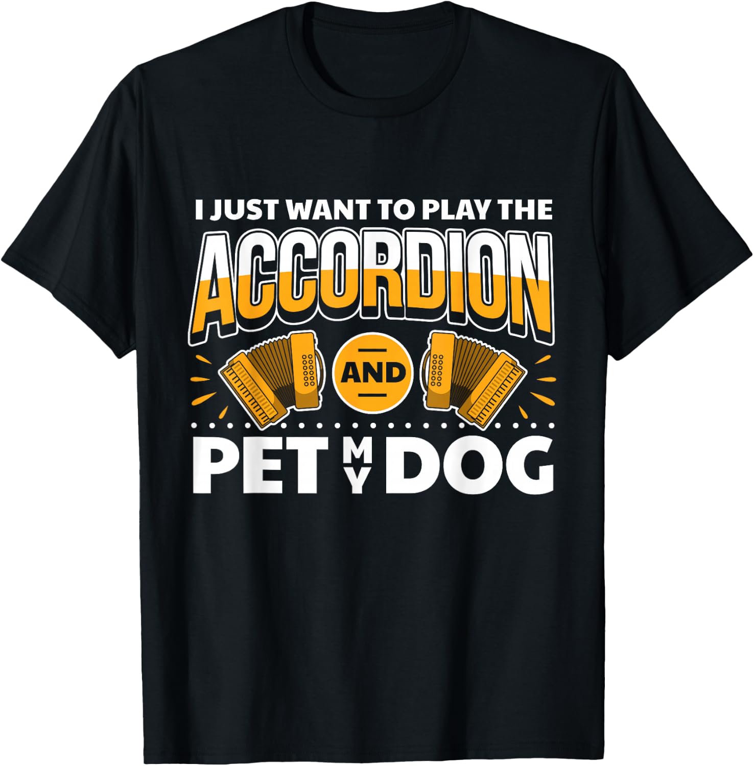 Accordionist Dog Lover & Accordion Player Accordion T-Shirt - T-Shirt | Black