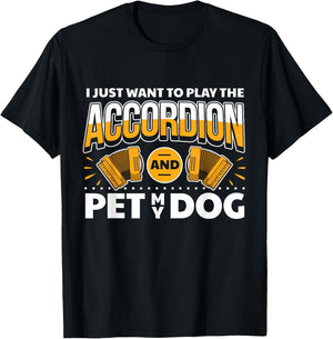 Accordionist Dog Lover & Accordion Player Accordion T-Shirt - T-Shirt | Black