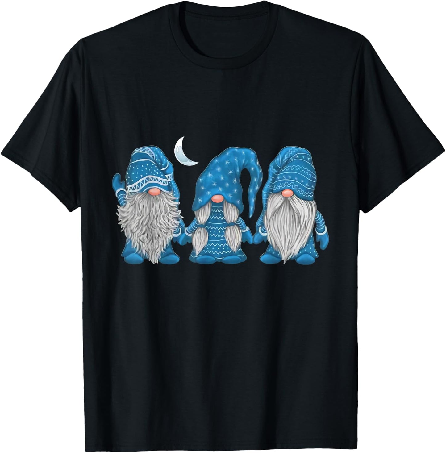 Sleepy Moon Winter Gnomes Pajamas T-Shirt - T-Shirt | Black