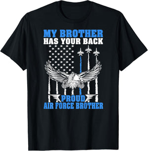 My Brother Has Your Back Proud Air Force Brother Military T-Shirt - T-Shirt | Black