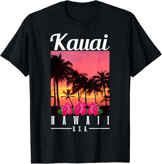 Kauai Hawaii Aloha Hawaiian Islands Surfer Souvenir T-Shirt - T-Shirt | Black