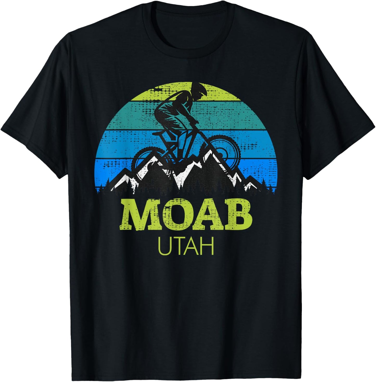 Moab Utah Mountain Biking MTB Retro Sunset T-Shirt - T-Shirt | Black