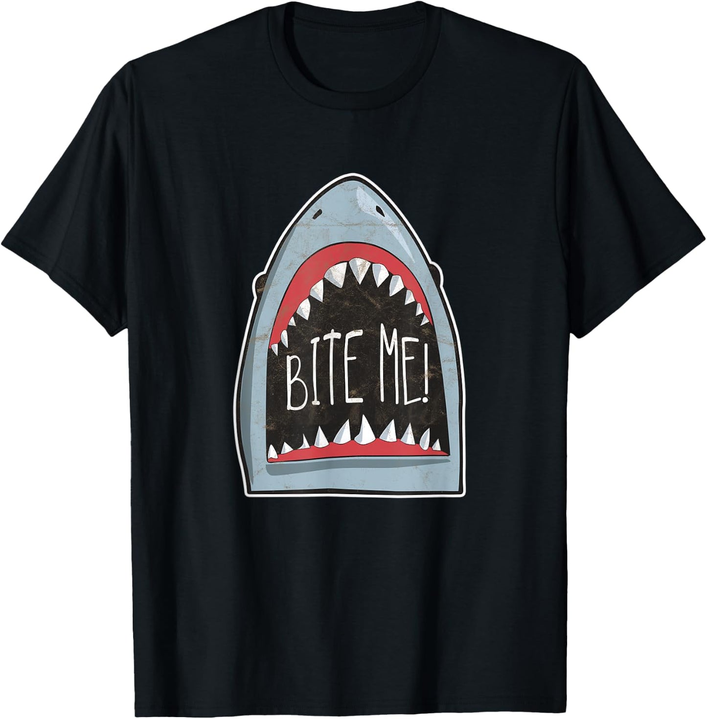 Bite Me Funny Shark Fan Beach Ocean Attire For Summer T-Shirt - T-Shirt | Black