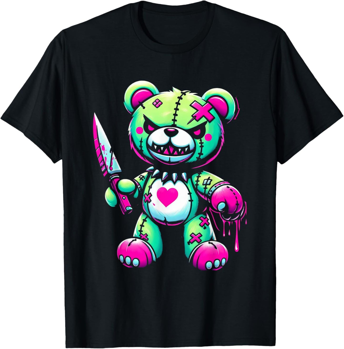 Pastel Goth Teddy Bear Horror Halloween Creepy Scary T-Shirt - T-Shirt | Black
