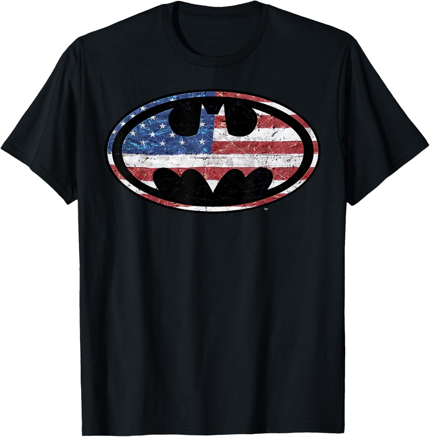 DC Comics Batman Old Glory American Flag Logo T-Shirt - T-Shirt | Black