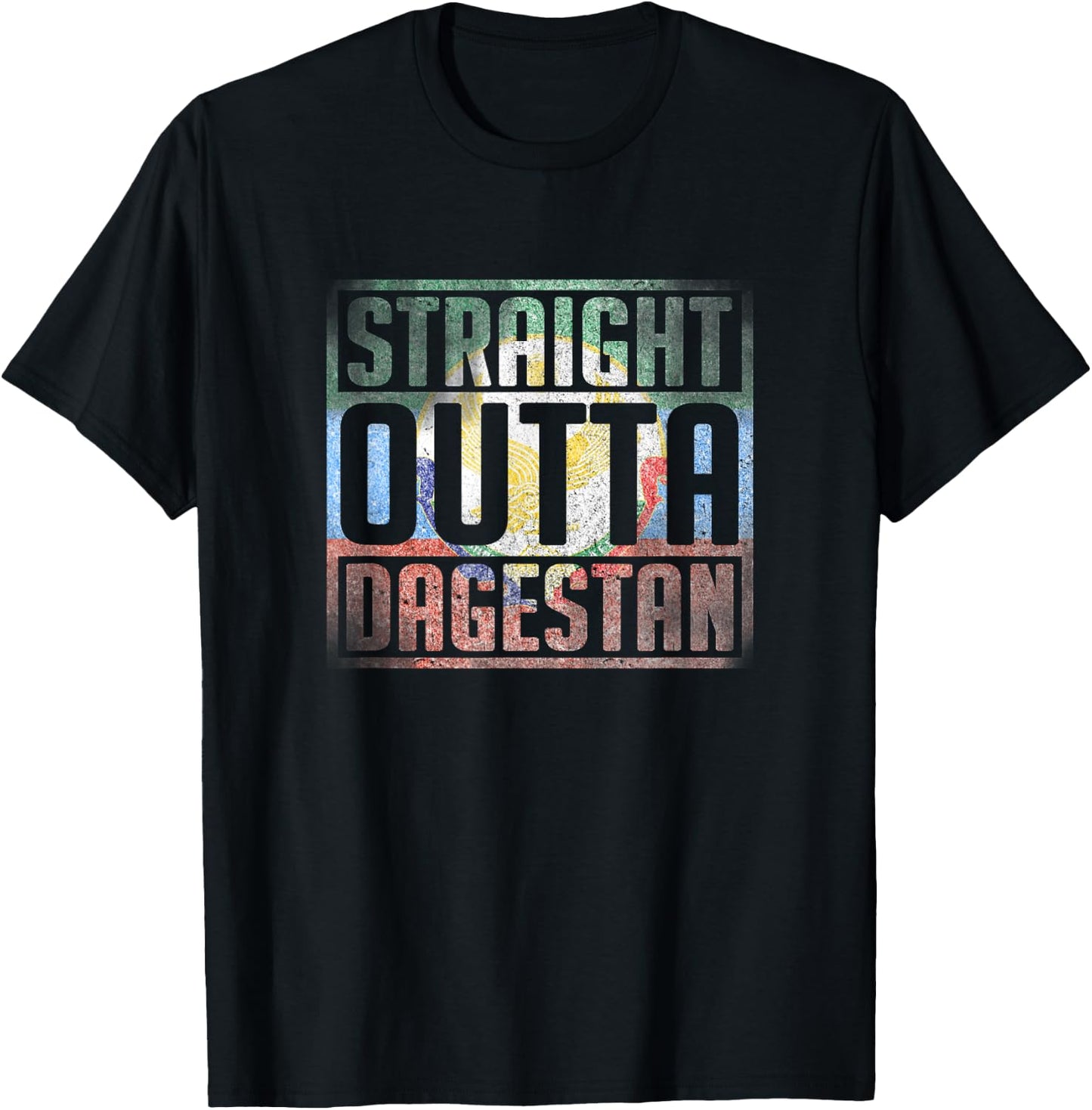 Straight Outta Dagestan, Dagestan Map, Dagestan Flag T-Shirt - T-Shirt | Black