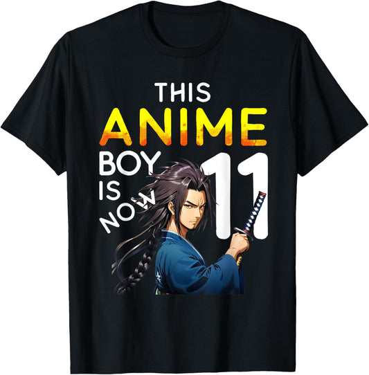 This Anime Boy Is Now 11 Years Old 11th Birthday Kawaii Kids T-Shirt - T-Shirt | Black