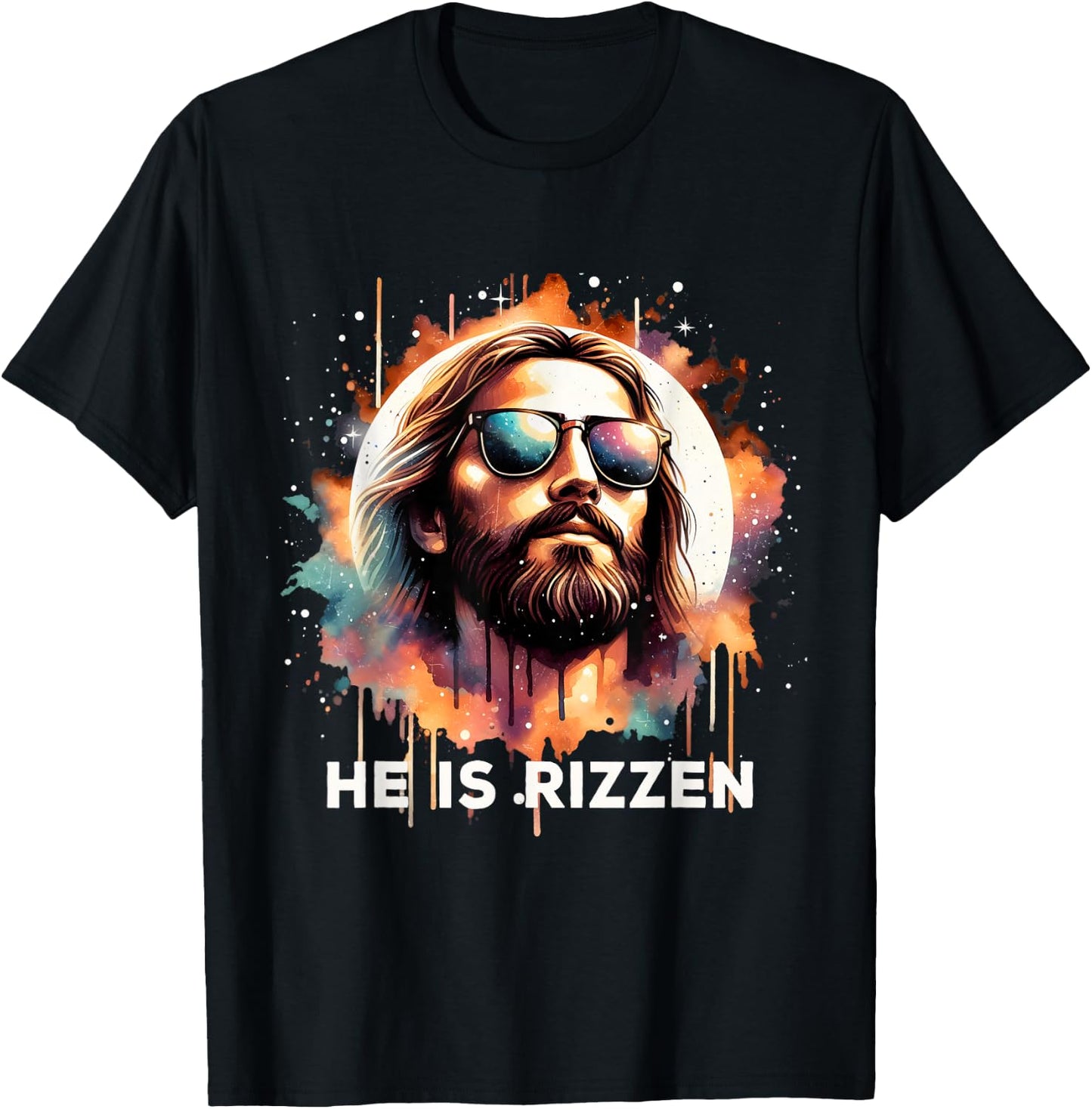 He Is Rizzen Christian Jesus Is Rizzen Retro Jesus Christian T-Shirt - T-Shirt | Black