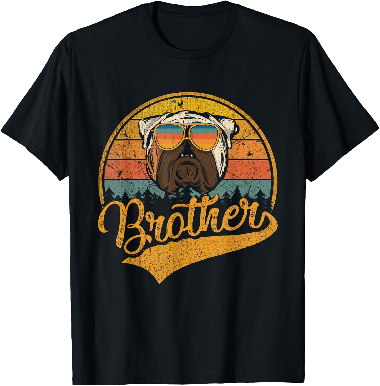 Father's Day Gifts Retro Vintage English Bulldog Brother Women Kids T-Shirt - T-Shirt | Black