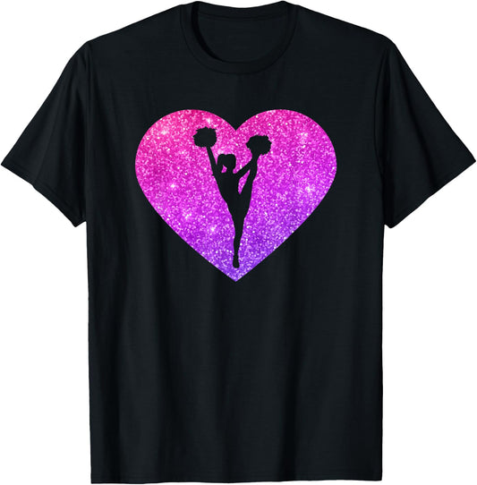 Cute Cheerleader Heart Gift Girls Teens And Women T-Shirt - T-Shirt | Black
