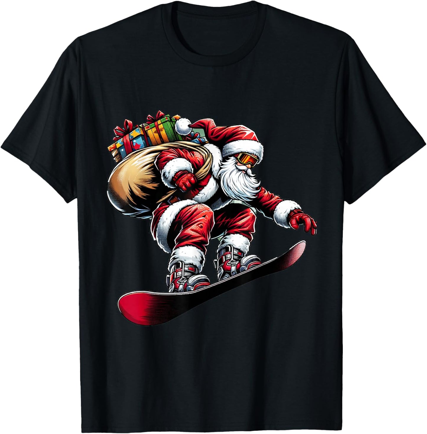 Snowboard Claus Santa Rider Christmas Snow Surfing Xmas T-Shirt - T-Shirt | Black