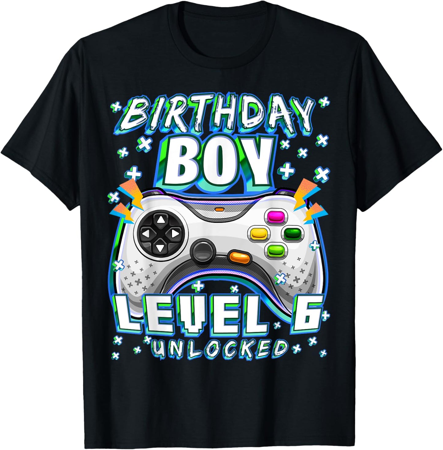Level 6 Unlocked Video Game 6th Birthday Gamer Boys T-Shirt - T-Shirt | Black