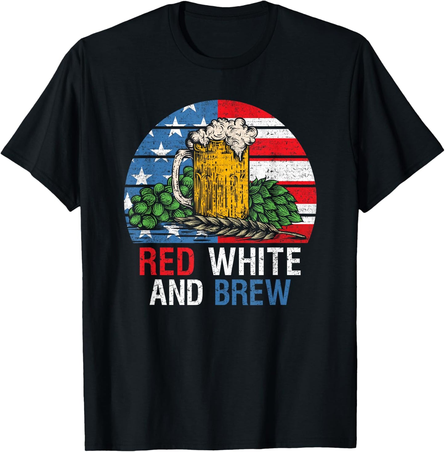 Red White And Brew 4th Of July Craft Beer Father Gift Men T-Shirt - T-Shirt | Black