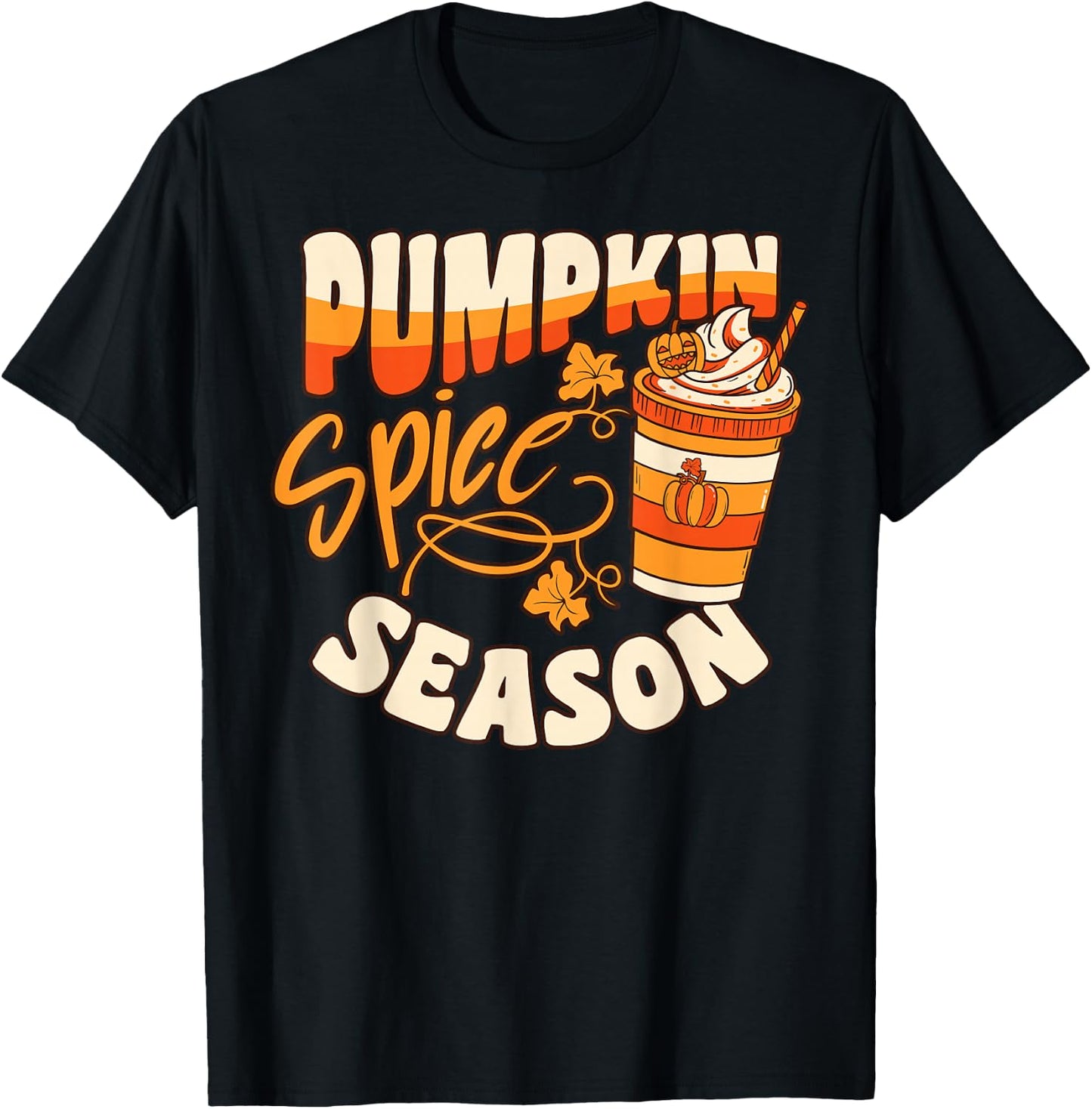 Pumpkin Spice Season Latte Coffee Fall Autumn Funny T-Shirt - T-Shirt | Black