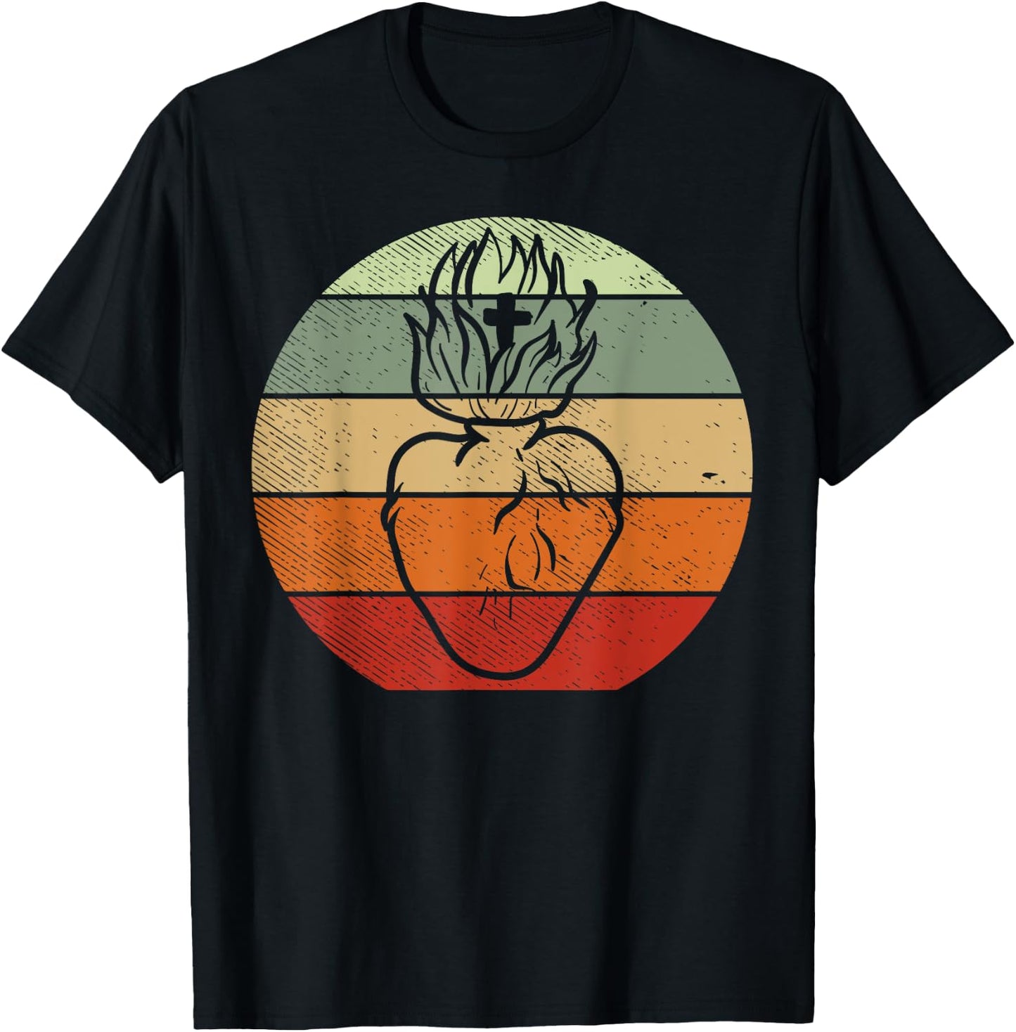 Heart Jesus Sacred God Religious Catholic Christian Gift T-Shirt - T-Shirt | Black