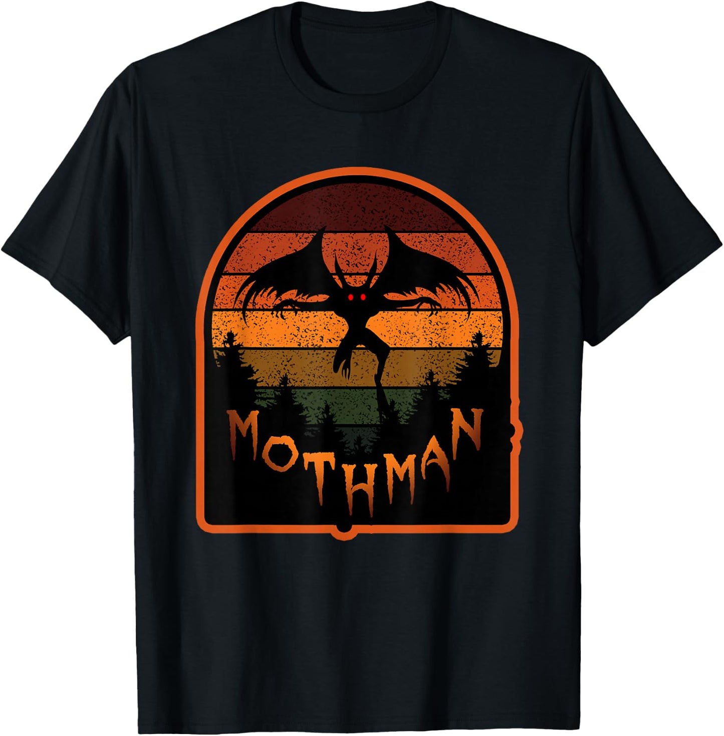 Cryptid Vintage Orange Mothman Folklore Small T-Shirt - T-Shirt | Black