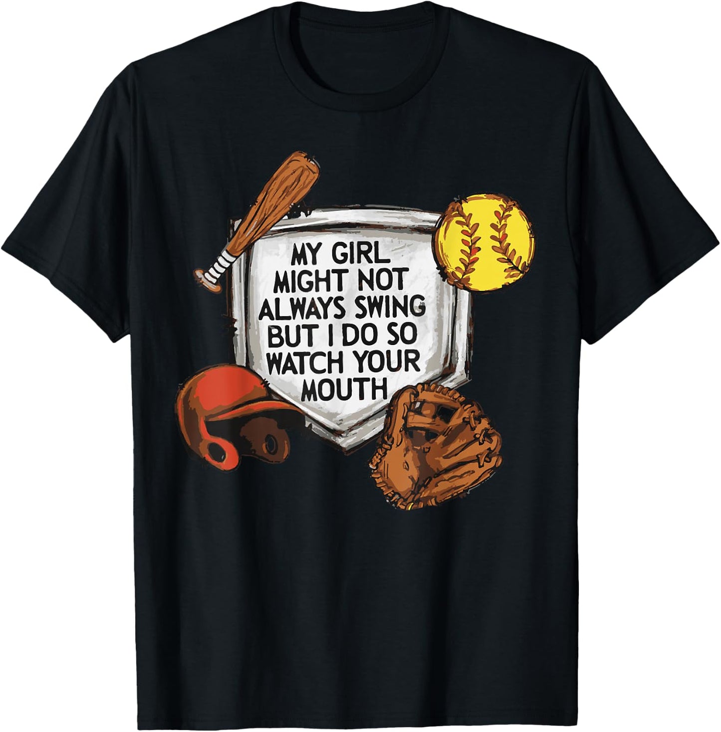 My kid may not swing but I do Softball Mom T-Shirt - T-Shirt | Black
