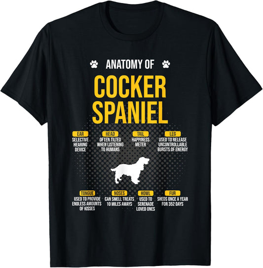 Anatomy Of Cocker Spaniel Dog Lover T-Shirt - T-Shirt | Black