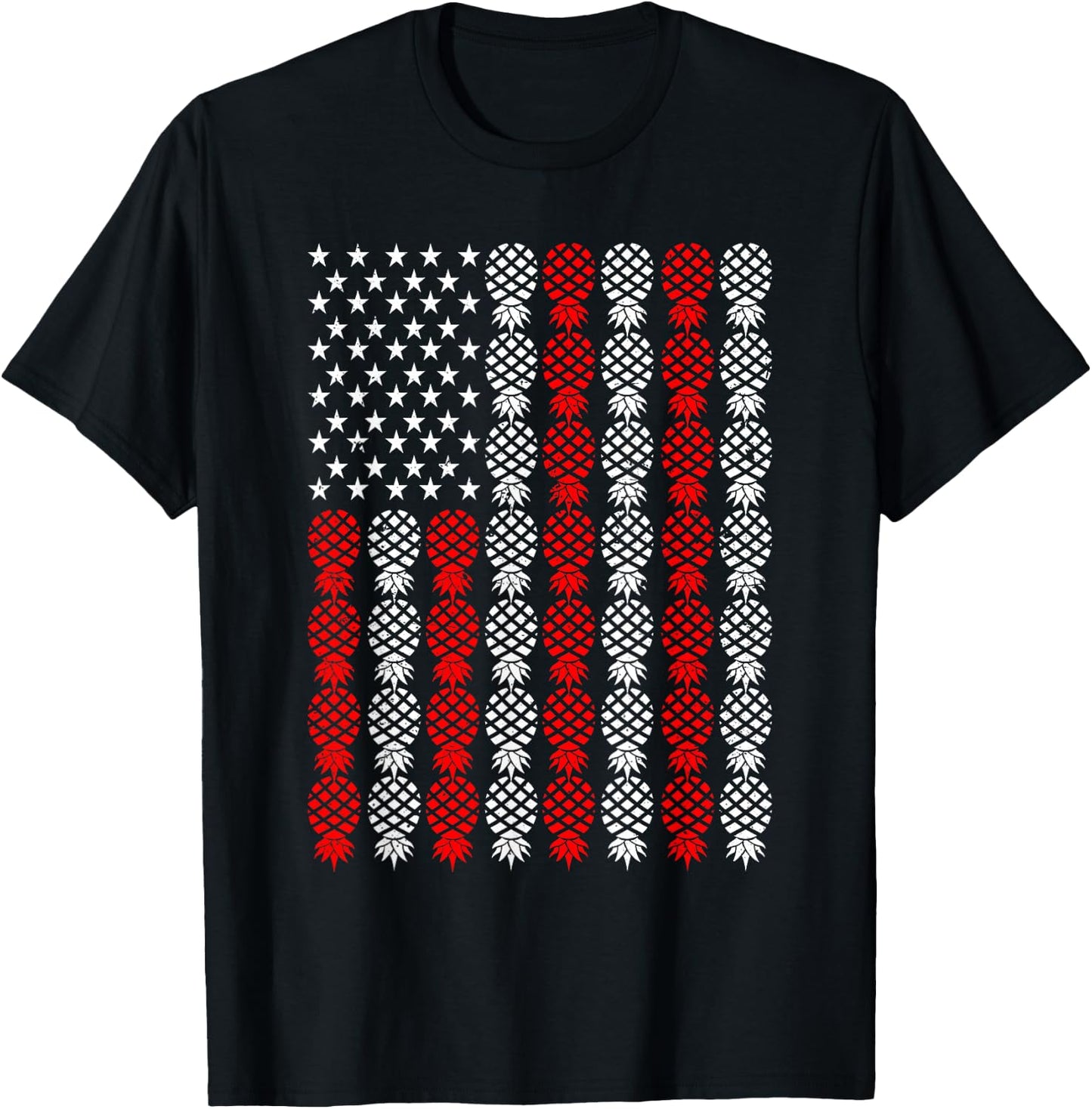 Upside Down Pineapple US Flag Swinger USA Patriotic T-Shirt - T-Shirt | Black