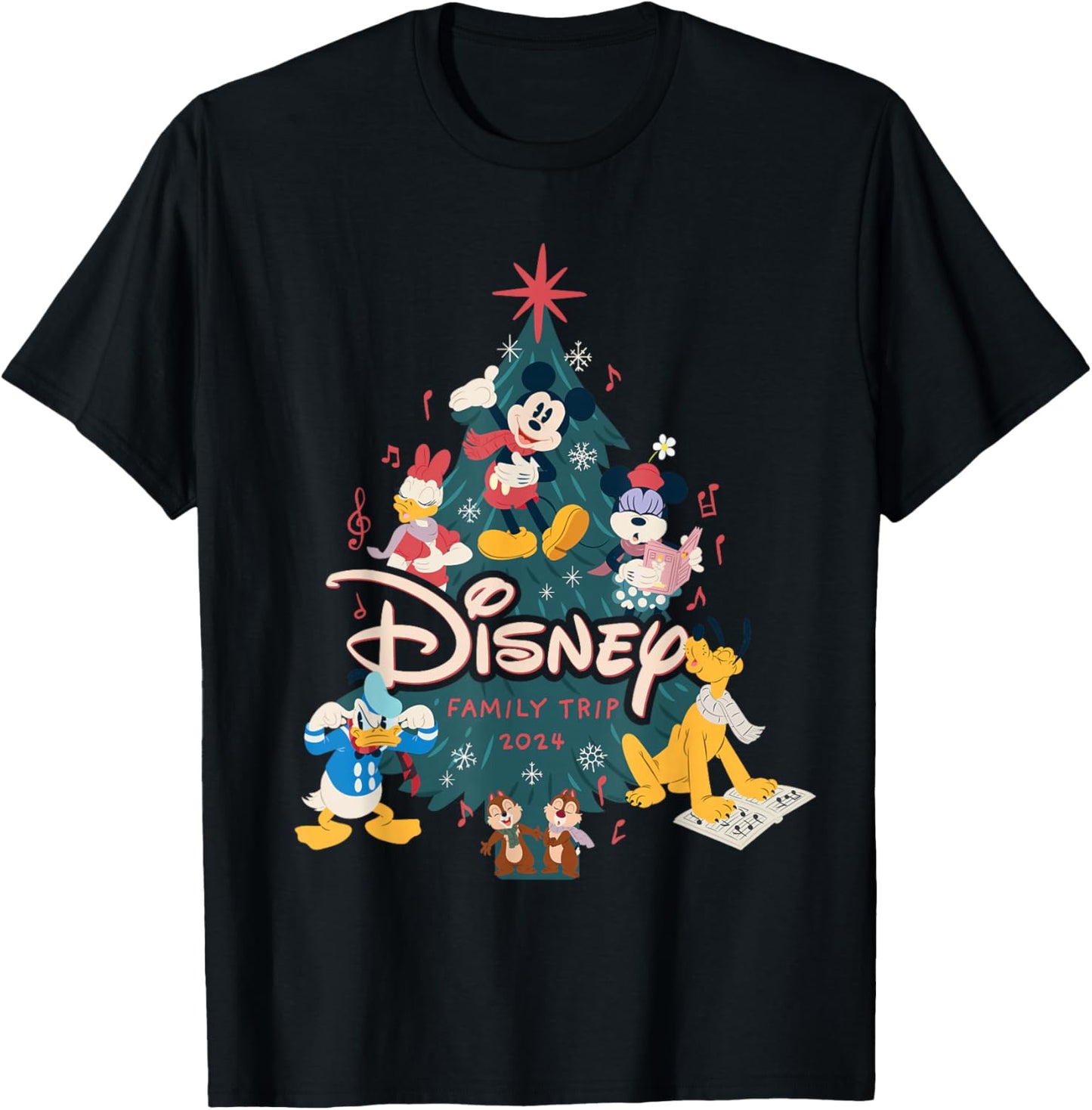 Disney Mickey & Friends Christmas Holiday Family Trip 2024 T-Shirt - T-Shirt | Black