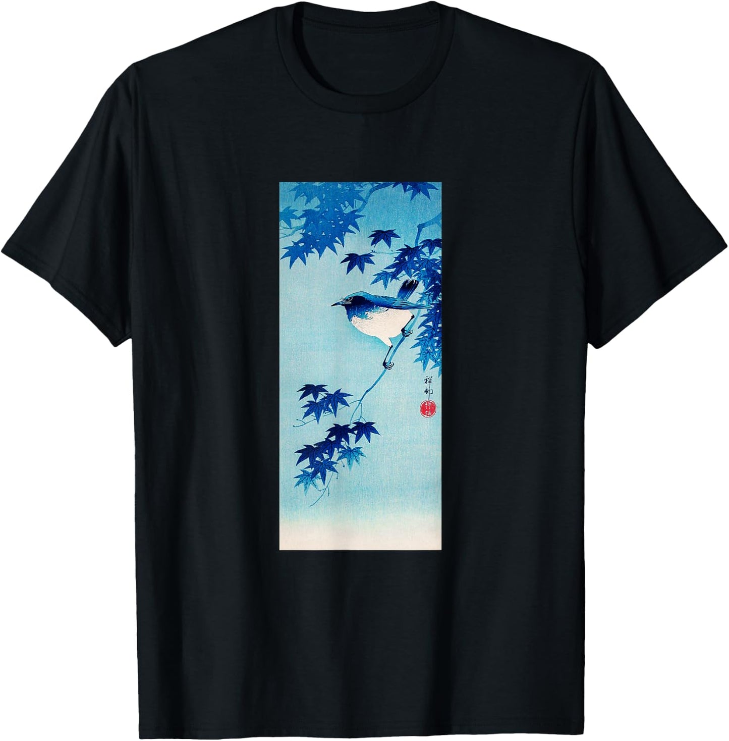Aesthetic Vintage Japanese Shirt Bird Print Art Gifts Shirt T-Shirt - T-Shirt | Black