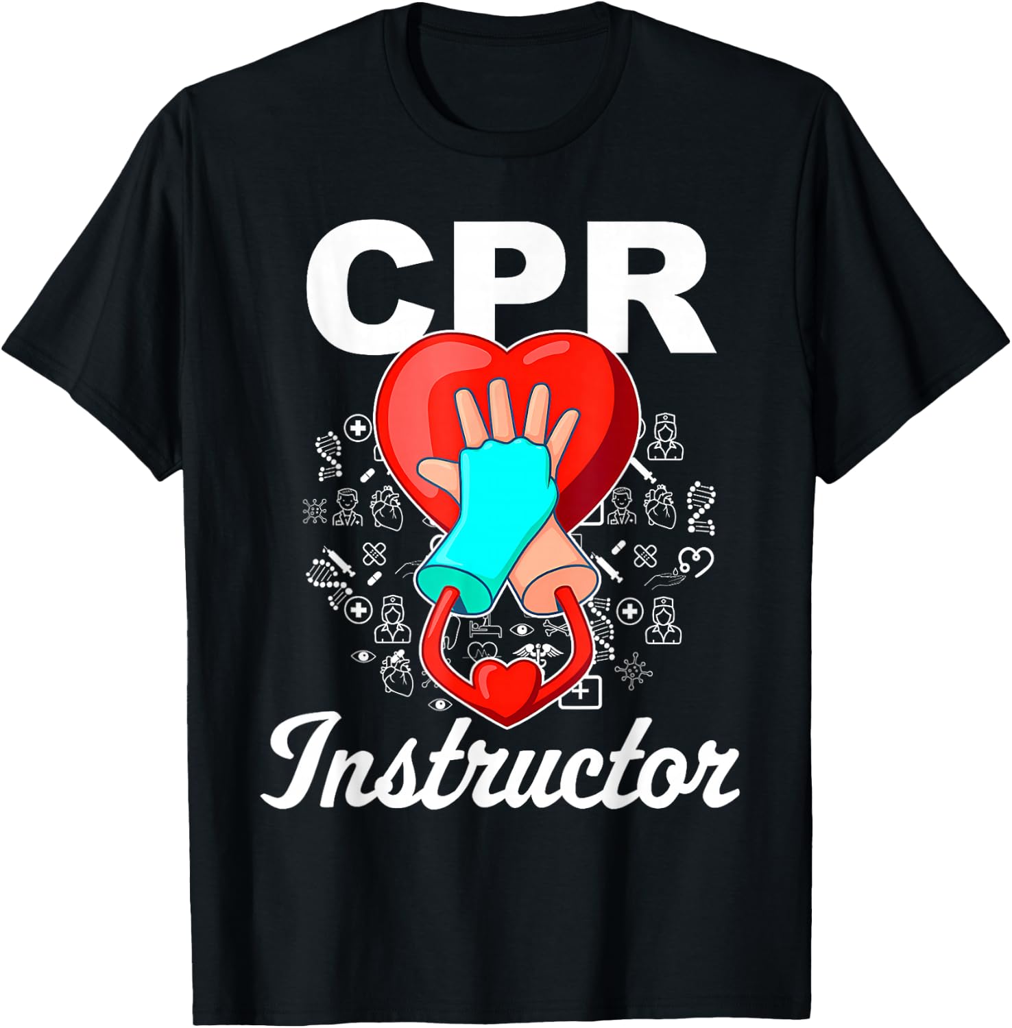 CPR Instructor Emergency First Aid AED Certified CPR Nurse T-Shirt - T-Shirt | Black