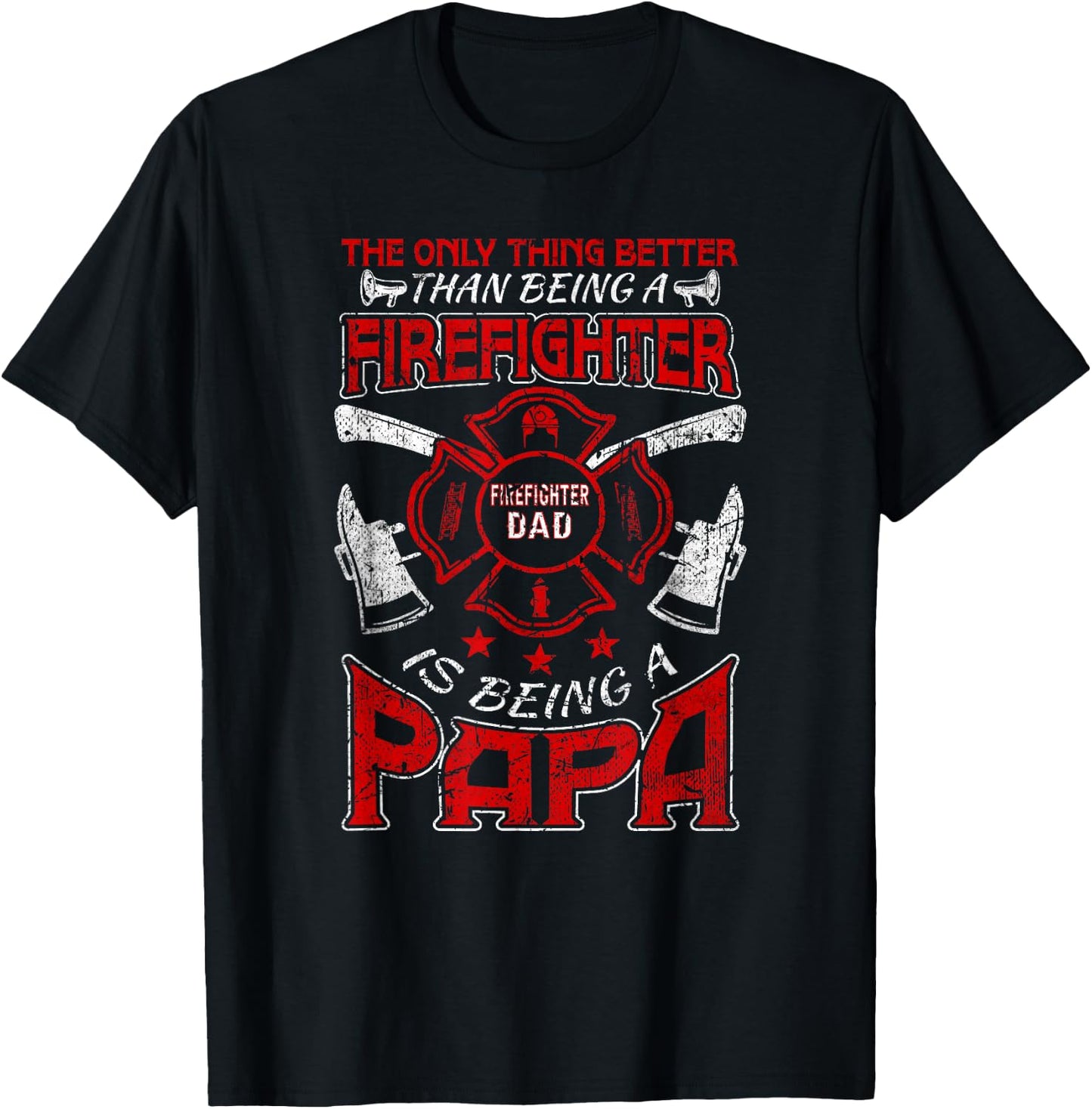 Firefighter Papa | Fire Fighter Dad for Fathers Day Fireman T-Shirt - T-Shirt | Black