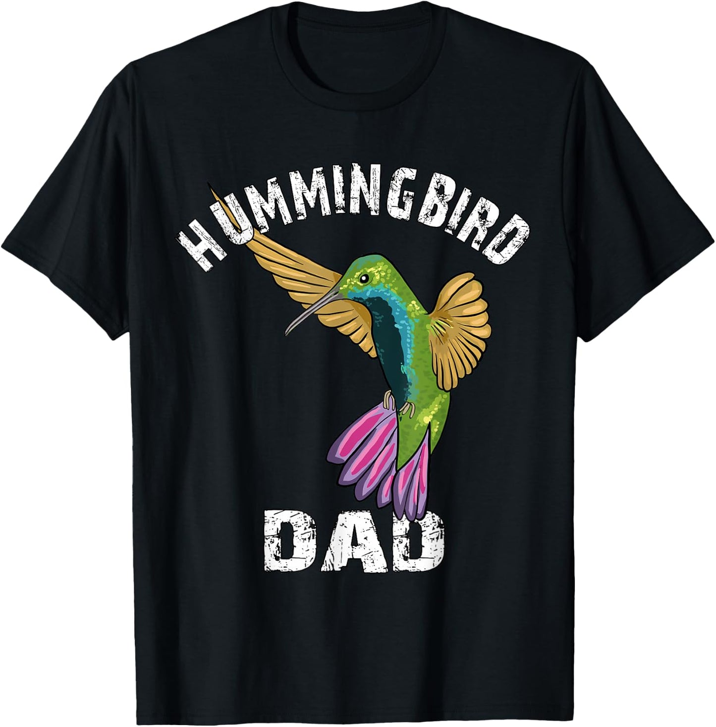 Hummingbird Dad Lover Illustration Hummingbird Art T-Shirt - T-Shirt | Black