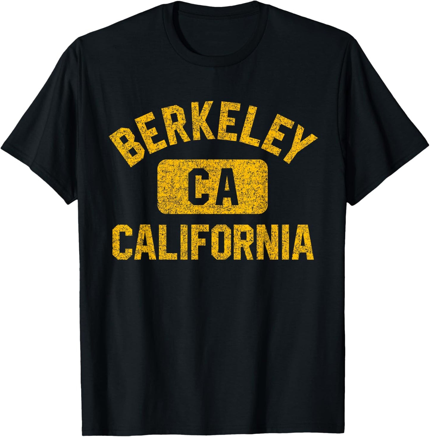 Berkeley CA California Gym Style Distressed Amber Print T-Shirt - T-Shirt | Black