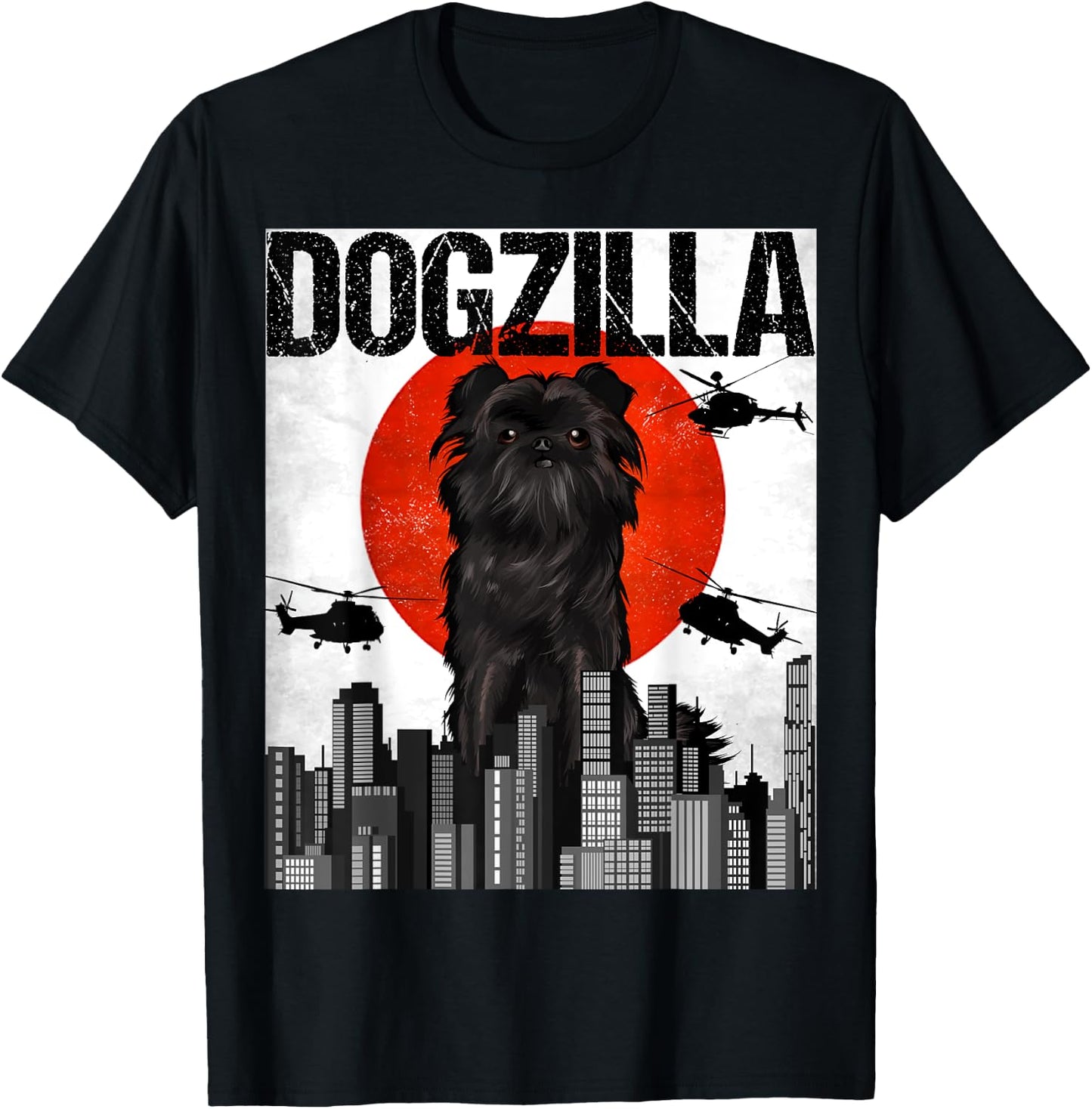 Funny Vintage Japanese Dogzilla Affenpinscher T-Shirt - T-Shirt | Black