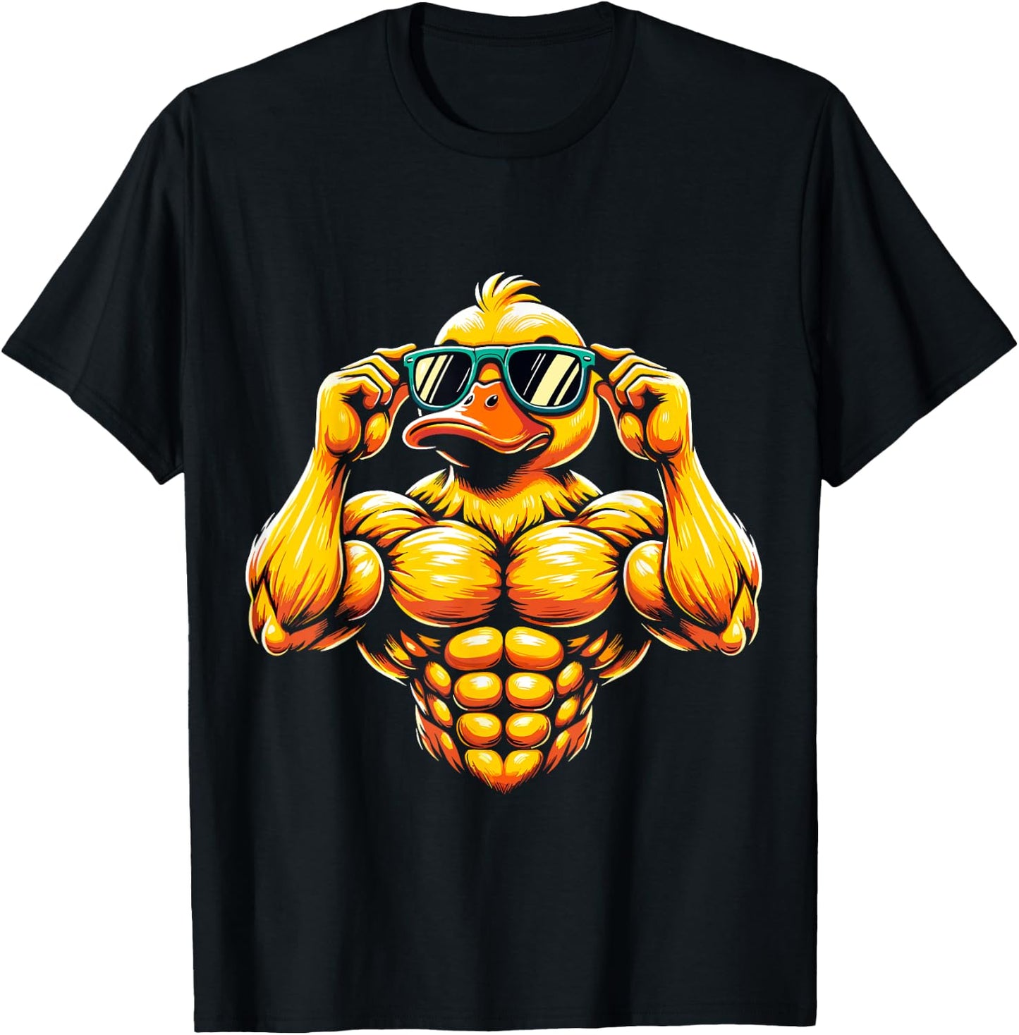 cool Rubber Duck Muscular Fitness Gym Duck T-Shirt - T-Shirt | Black