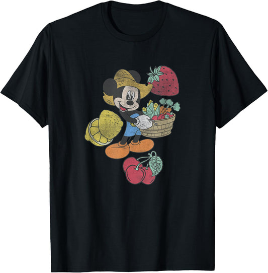 Disney Mickey Farming Fruits & Veggies Smiling T-Shirt - T-Shirt | Black