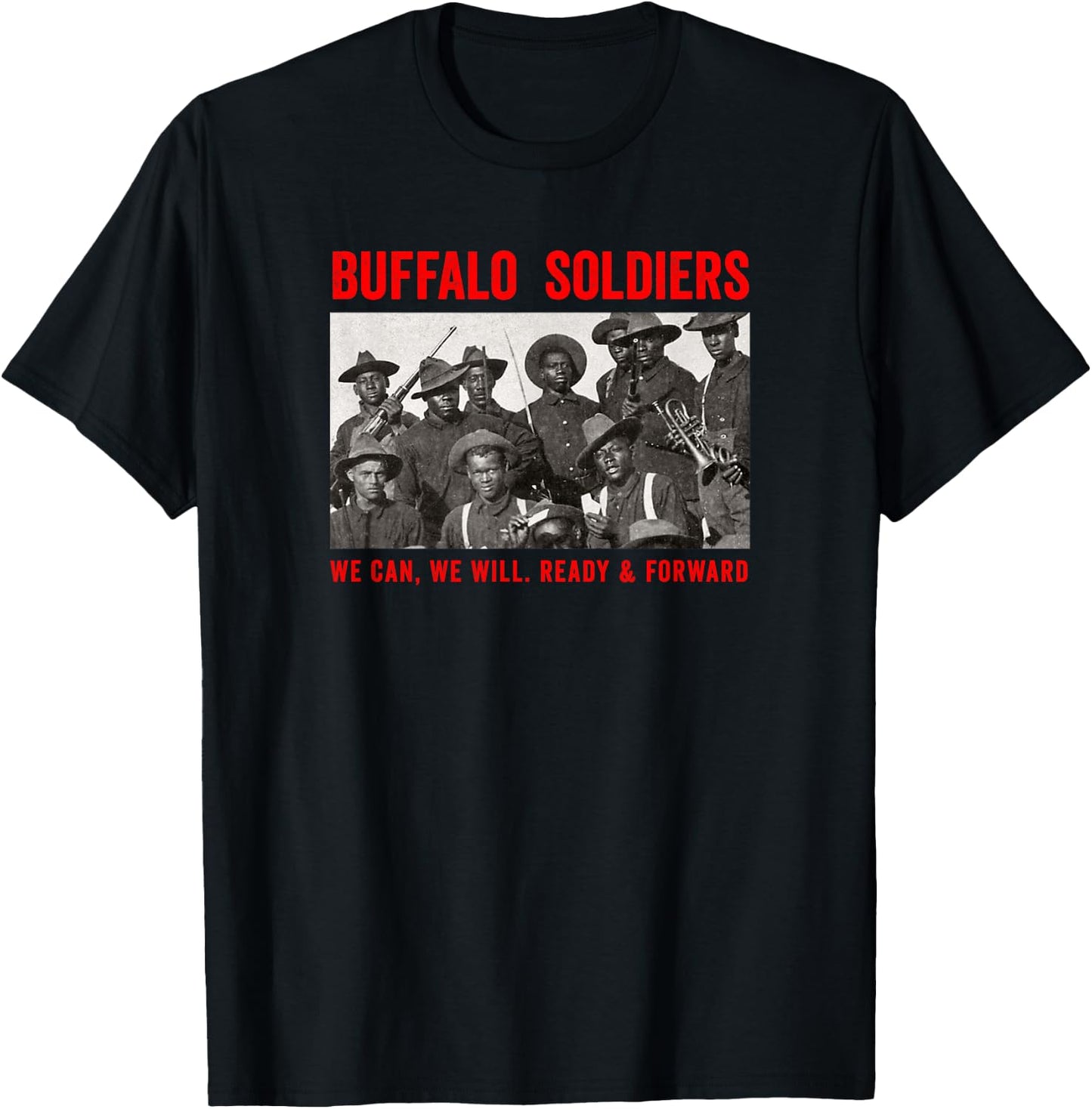 Buffalo Soldiers 9th and 10th Cavalry African American Heros Small T-Shirt - T-Shirt | Black