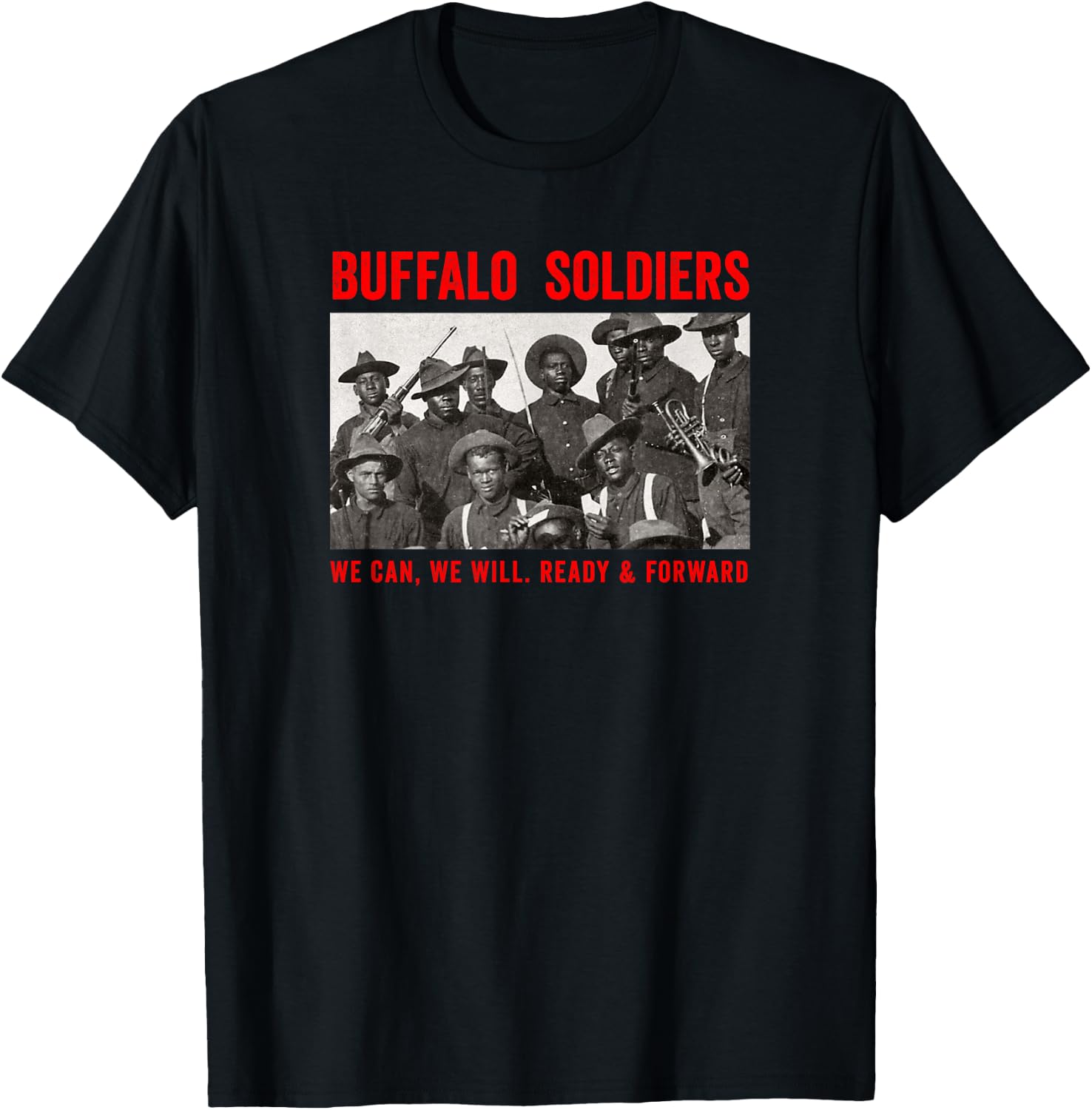 Buffalo Soldiers 9th and 10th Cavalry African American Heros Small T-Shirt - T-Shirt | Black