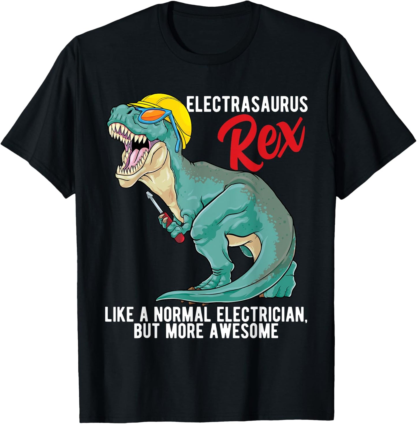Dinosaur Shirt Electrasaurus Rex Electrician Dinosaur T-Shirt - T-Shirt | Black