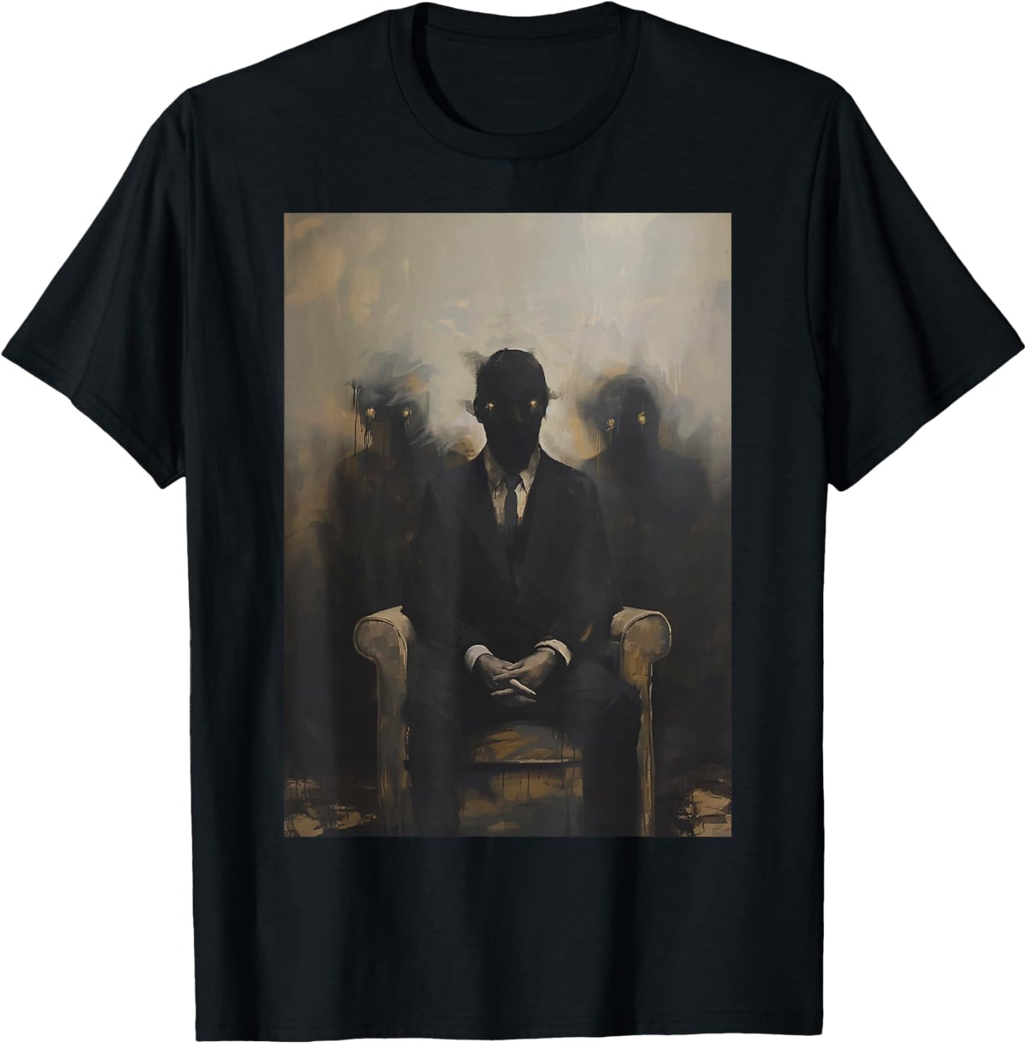 Creepy Occult Horror Dark Conspiracy Gothic Alt Demon Art T-Shirt - T-Shirt | Black