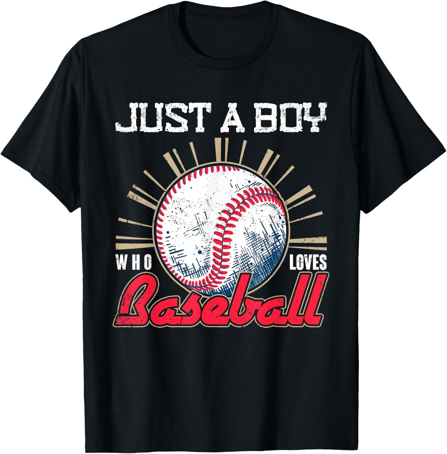 Ball Baseball Player Boys Just A Boy Who Loves Baseball T-Shirt - T-Shirt | Black