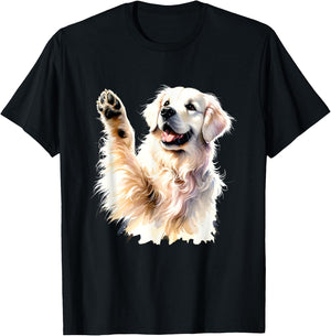 Golden Retriever Funny Dog Lover Paw Print Puppy Animal Cute T-Shirt - T-Shirt | Black