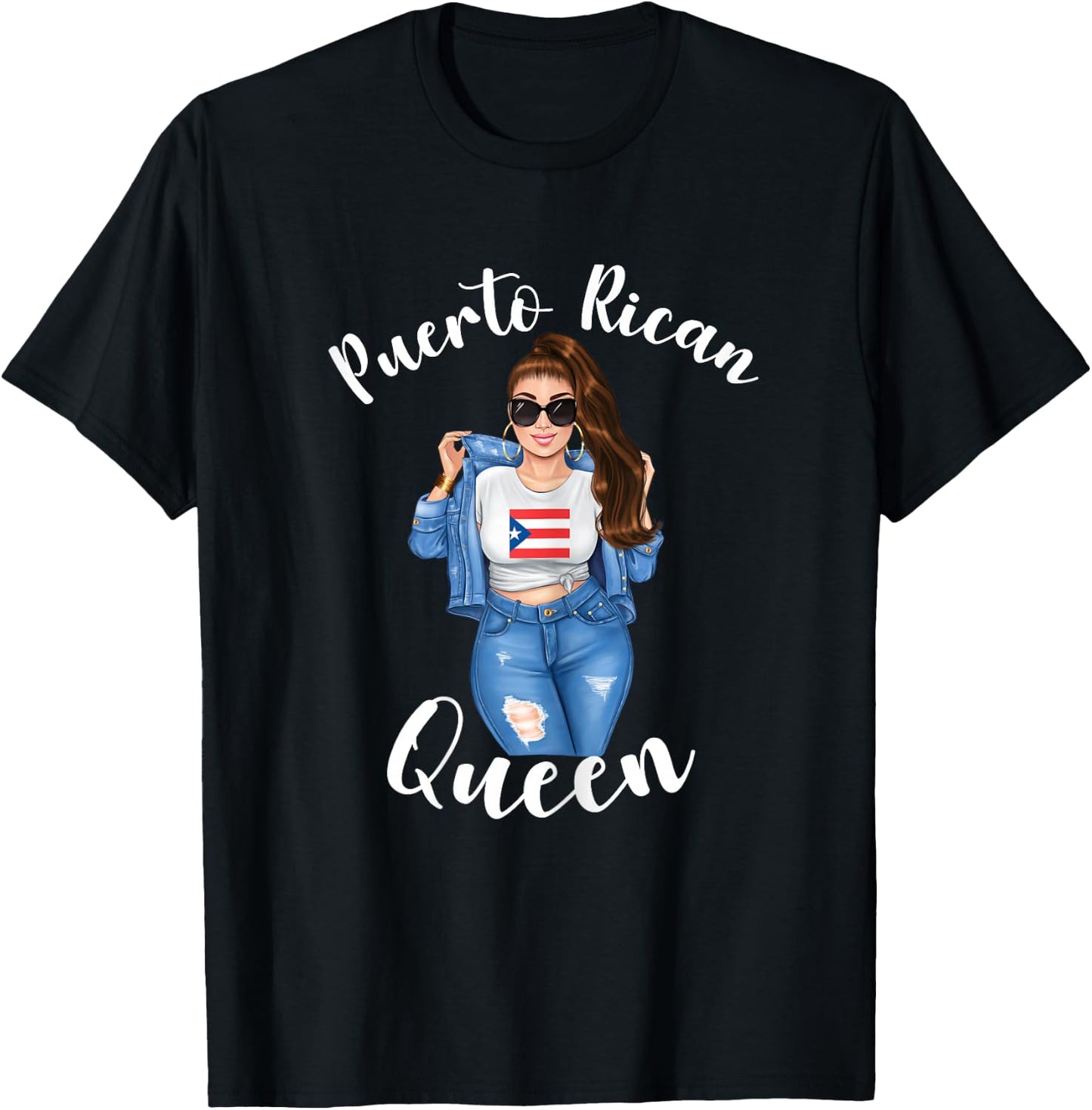 Puerto Rican Queen Proud Mexican Latin Sunshine Sassy Woman T-Shirt - T-Shirt | Black
