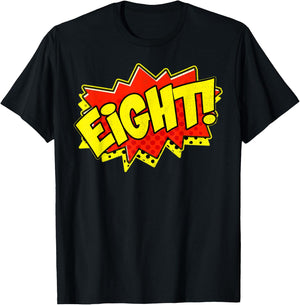 Boy Eight Superhero Comic Book Hero 8th Birthday Boy 8 Years T-Shirt - T-Shirt | Black
