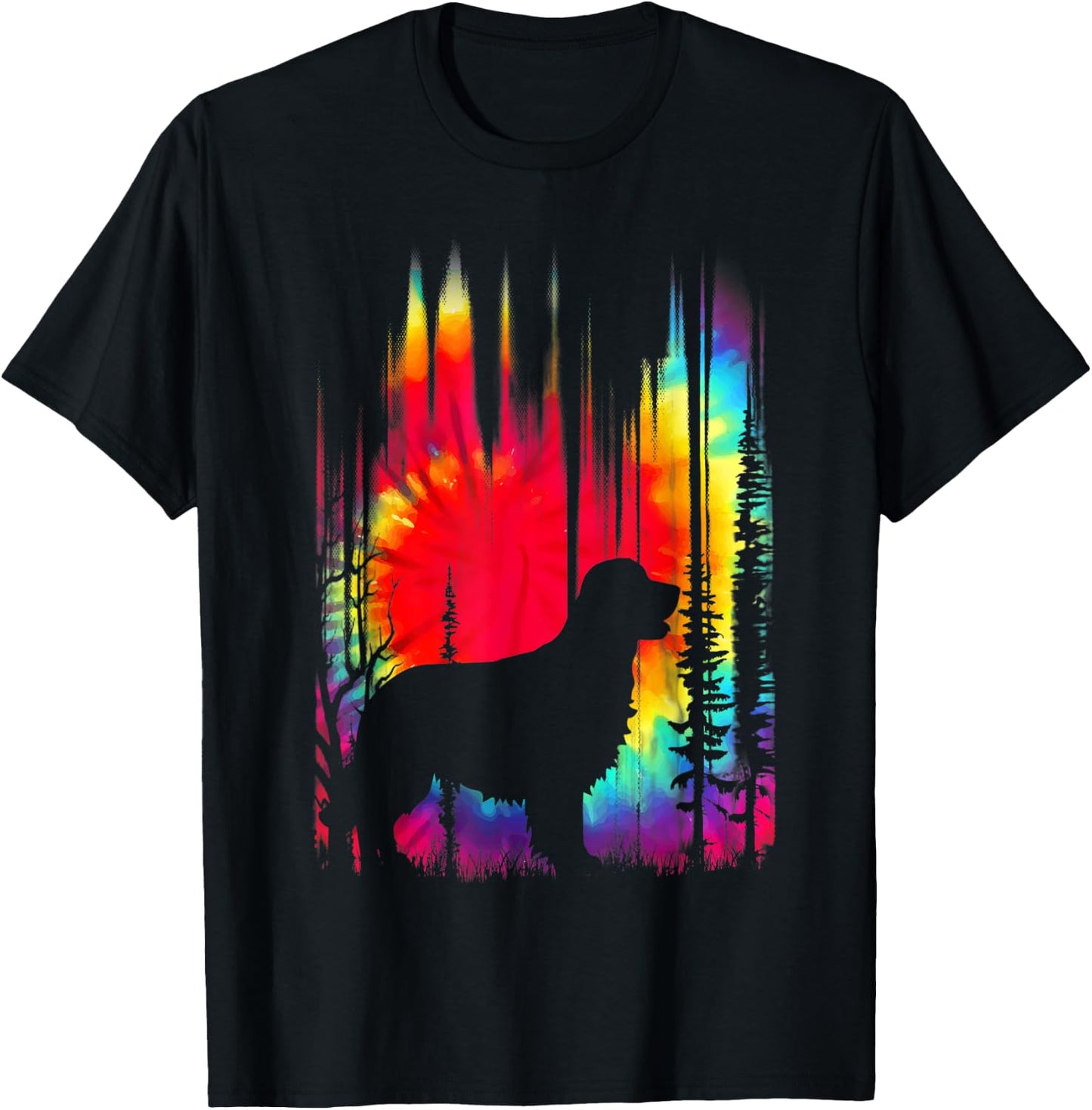 Golden Retriever Dog Colorful Tie Dye Hippie Puppy Lovers Men Women Kids T-Shirt - T-Shirt | Black
