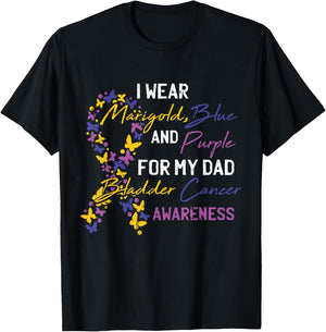 For My Dad Bladder Cancer Awareness Ribbon Warrior Father T-Shirt - T-Shirt | Black
